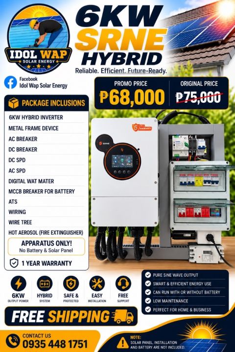 6kw hybrid SRNE plug and play